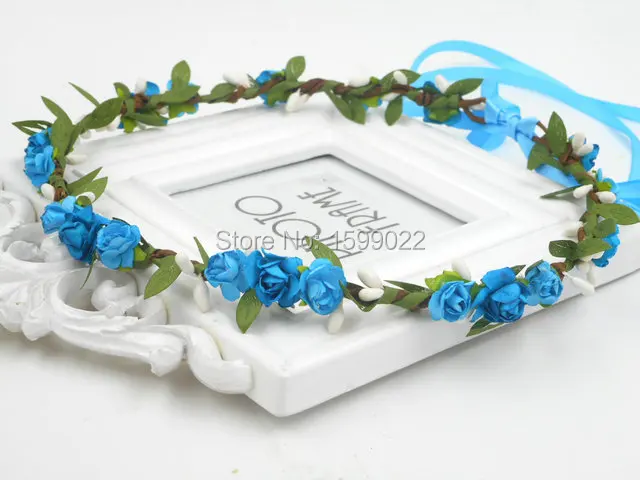 Женский свадебный венок с цветами сливы синий цветочный в богемном стиле