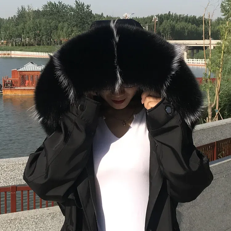 Black - silver fox Зимняя Новинка, воротник из лисьего меха, модный Удобный шарф из меха, цвет, большой меховой воротник, пальто, воротник для мужчин и женщин, шаль - Цвет: Black - silver fox