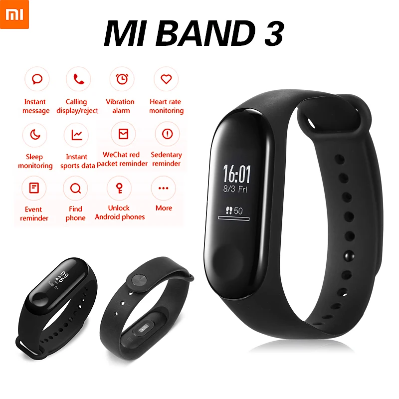 Xiao mi пульсометр mi Band 3 фитнес-трекер умный Браслет OLED сенсорный экран mi Band 3 Смарт-часы