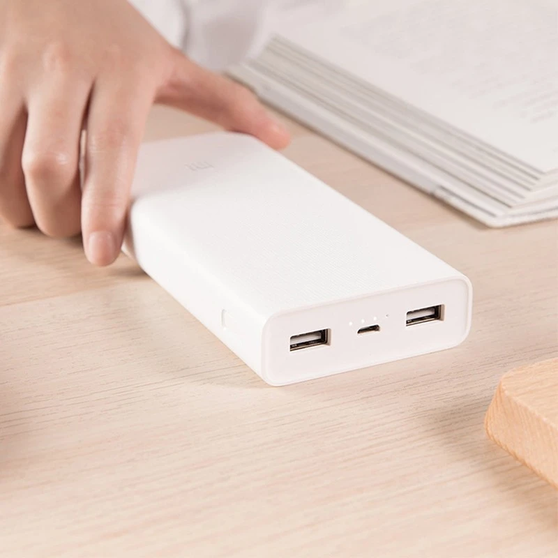 Оригинал Xiao mi power Bank 20000 мАч 2C портативное зарядное устройство Поддержка QC3.0 Dual USB