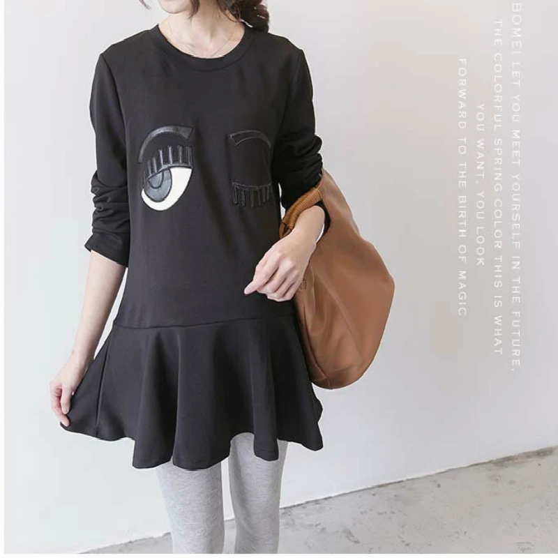 

Fashion Pregnancy Clothes Tees Spring Autumn Tops Long Sleeve Pregnant Dresses Print Shirt Dress Maternity Casual Dress