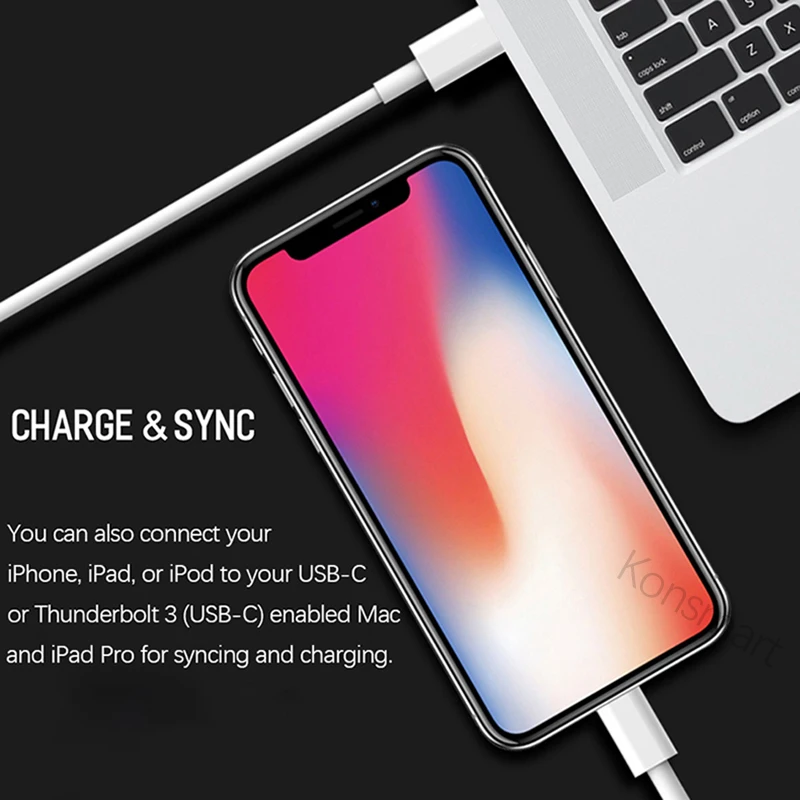 Konsmart 18 Вт PD кабель для быстрой зарядки для Apple iPhone 11 Pro 8 Plus X XR XS Max iPad 1 м от USB-C до 8 Pin кабель для синхронизации данных