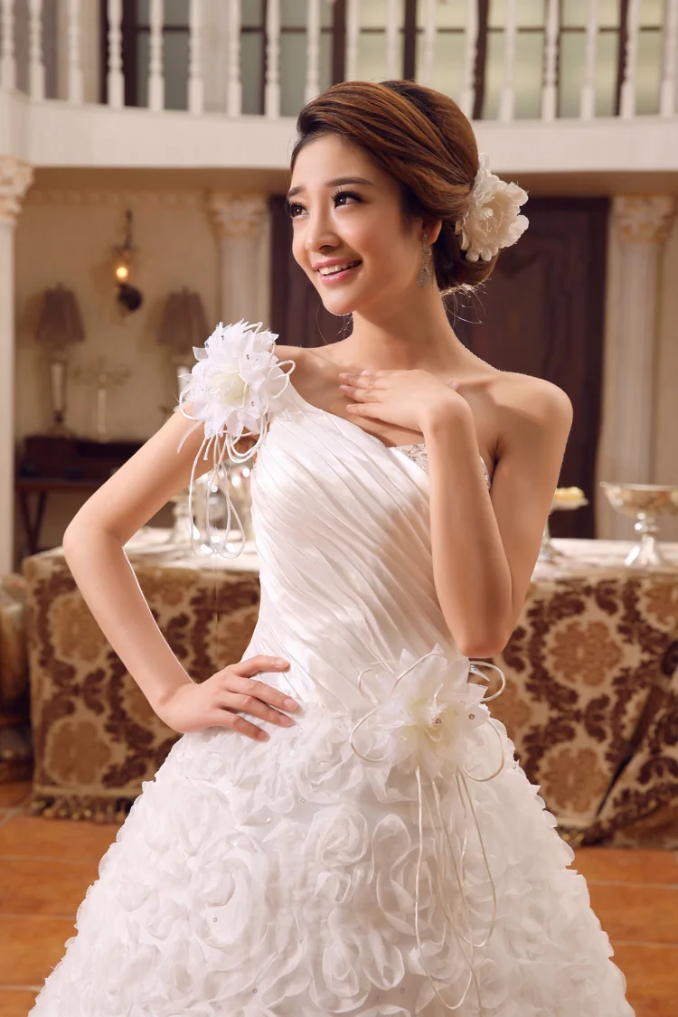 Винтажные кружевные свадебные платья бальные на одно плечо Vestidos Cerimonia
