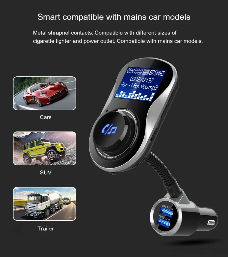 Fdoman, большой экран, громкая связь, bluetooth, автомобильный комплект V4.1+ EDR, автоматический fm-передатчик, модулятор, стерео MP3 плеер, bluetooth voiture