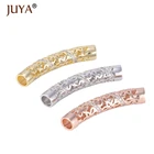 Латунные длинные трубчатые бусины с микрофианитами и цветочным узором, браслеты для самостоятельного изготовления ювелирных изделий, ожерелья, ручная работа