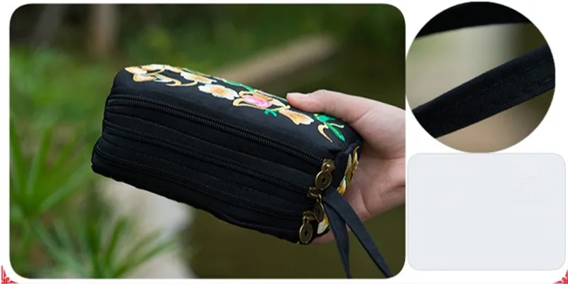 Женские вышитые кошельки Национальный Ветер молния кошелек для телефона сумка
