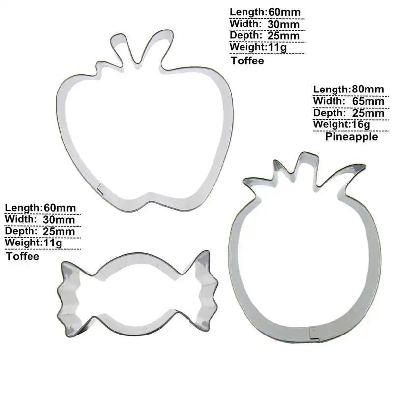 Apple Toffee в форме ананаса 3 шт. формы для резки печенья инструменты выпечки