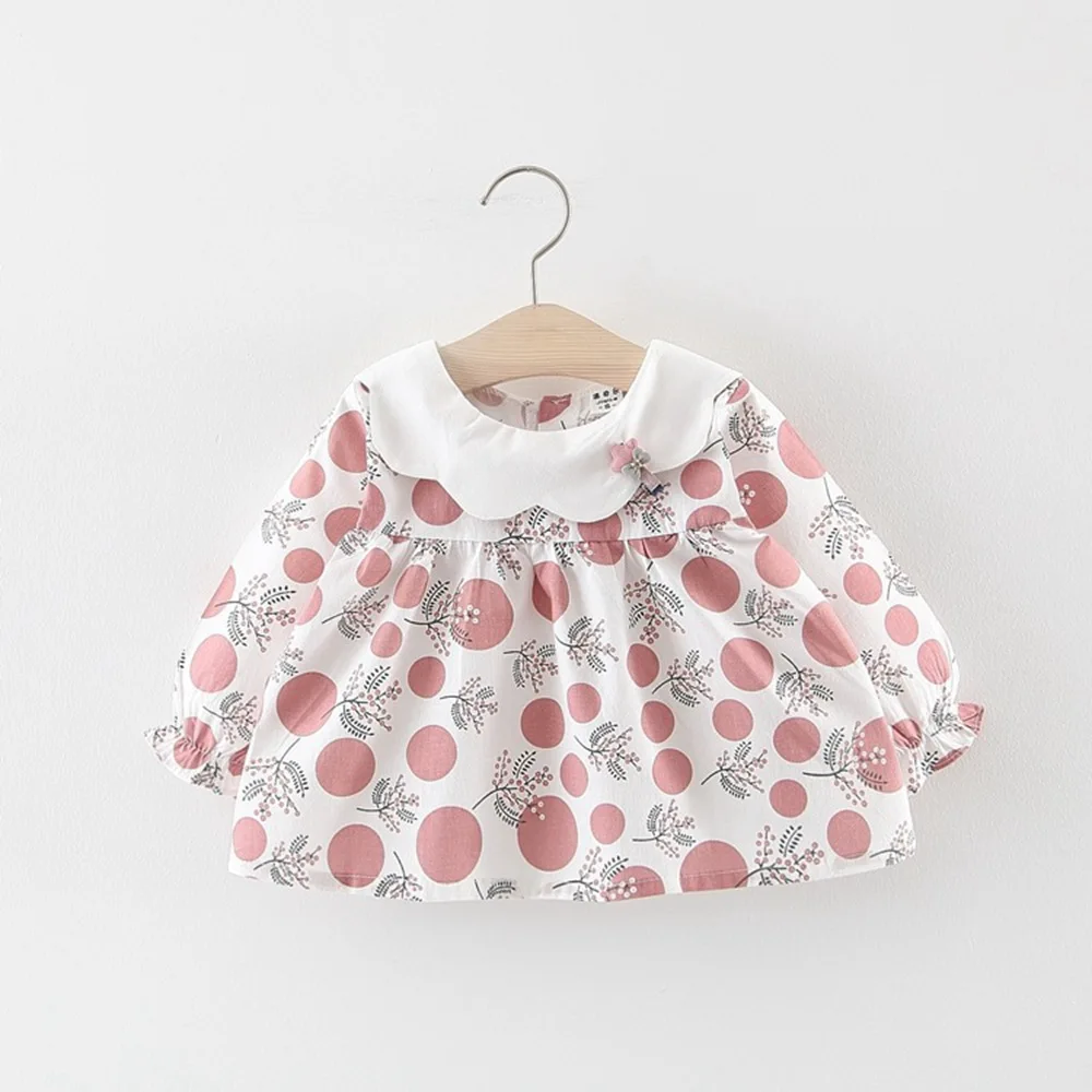 Модное осеннее платье в горошек для девочек детская одежда малышей