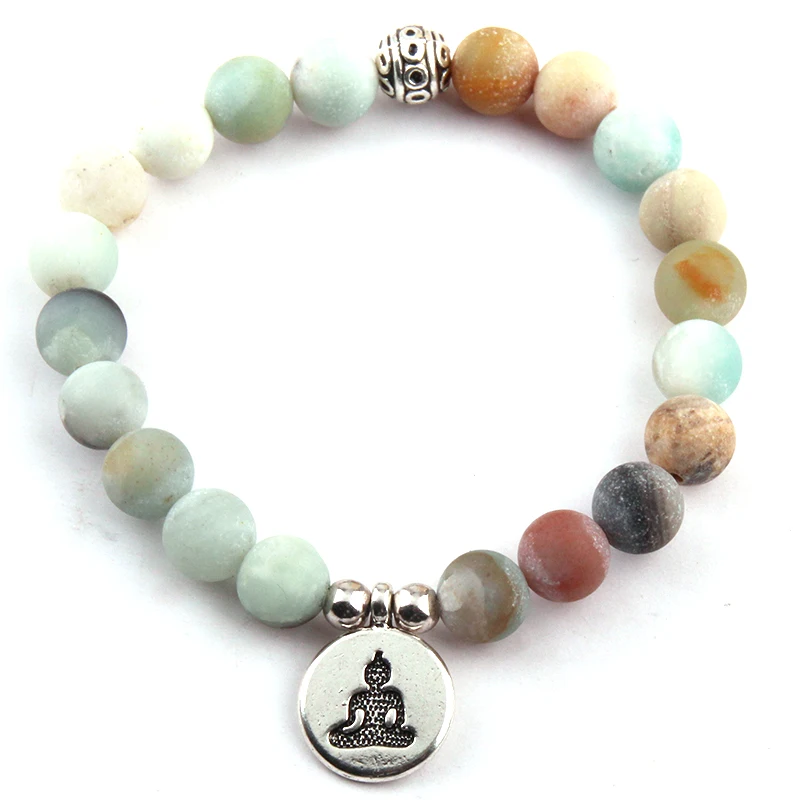 Бесплатная доставка модный красивый браслет 8 мм из натурального камня Mala Buddha |
