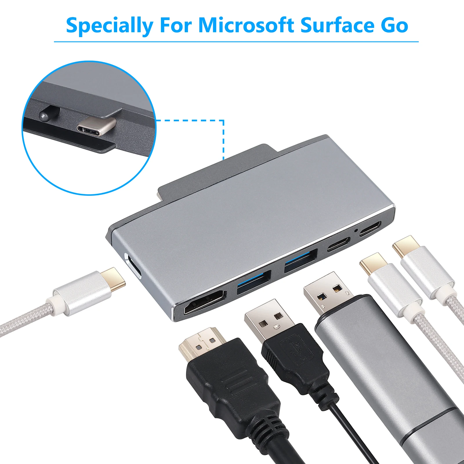 Mini 4K кабель-Переходник USB C на HDMI поверхности Go поверхность ступицы Go док Statio Поддержка до 60 Вт PD зарядки USB 3,0 6 в 1 взаимный обмен данными между компьютером и периферийными устройствами C Hub адаптер