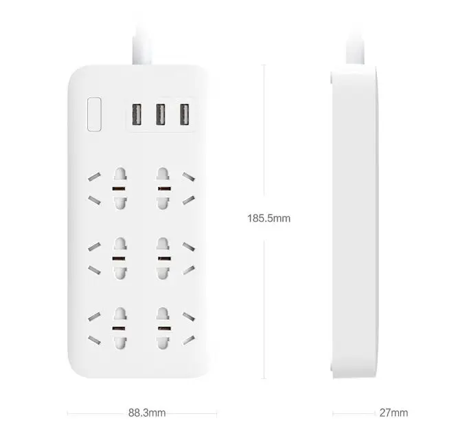Xiaomi Mi умный блок питания 6 портов с 3 USB быстрой зарядкой 2.1A USB разъем питания зарядное устройство розетка США Великобритания ЕС AU блок питания