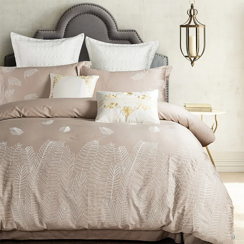 60 S хлопок сатин вышивка удобный набор постельных принадлежностей RUIYEE украшение