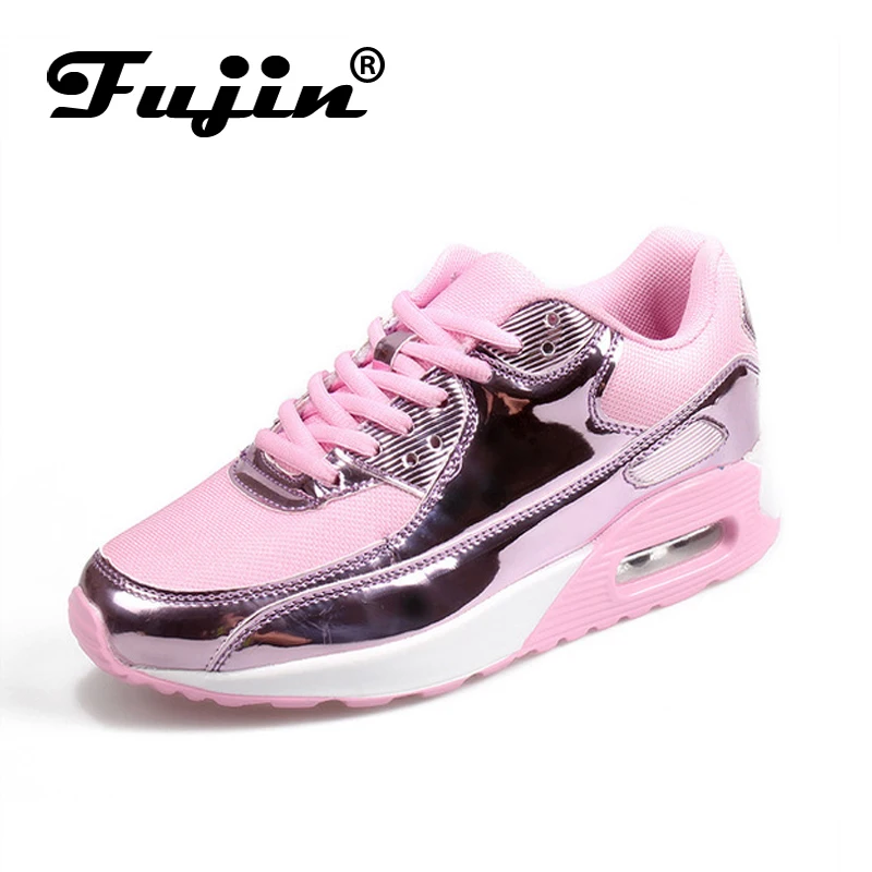 Fujin Autumn Non Slip Shock Absorption Sneakers Dropshipping Bright Surface Low Top Mesh Couple Air Cushion Shoes Large Size | Обувь