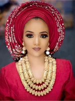 nigerian wedding african beads jewelry sets luxury dubai gold accessory statement jewelry set christmas gift jewelry abh706
