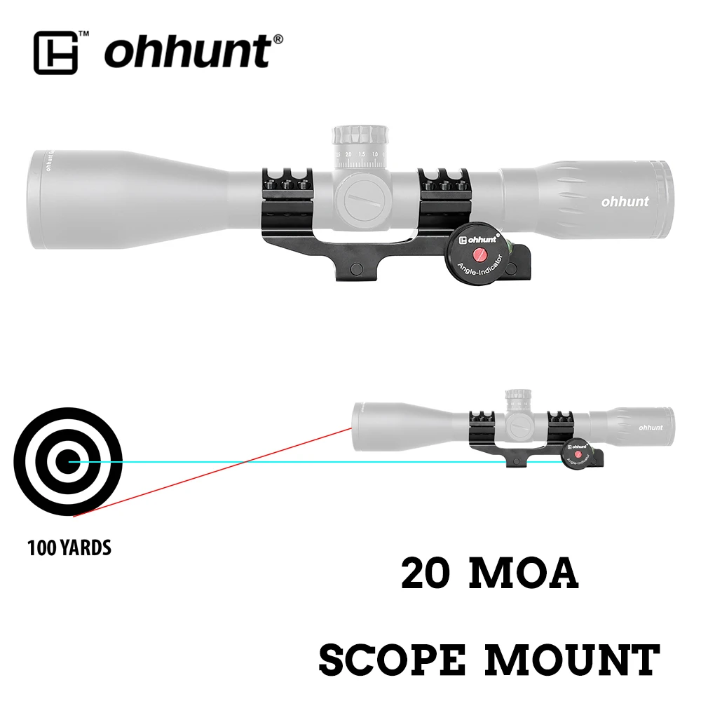 Ohhunt 25,4 мм 30 мм Пикатинни 20 МОА прицела расширенные тактические кольца с углом косинусный индикатор комплект уровень пузырька