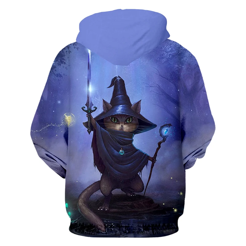 Мужская толстовка на молнии UJWI повседневная с 3d принтом волшебного кота пальто в