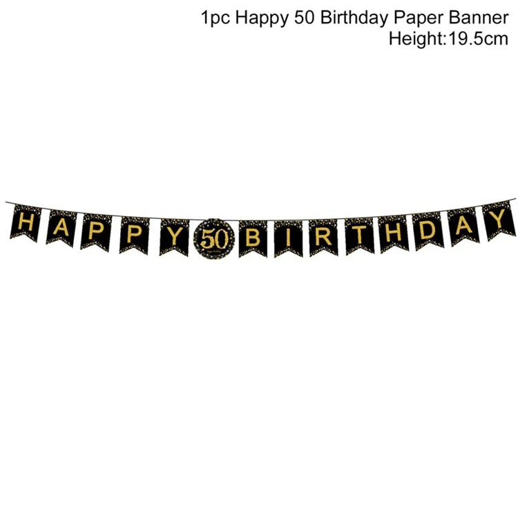 Paper Banner 50 year HUIRAN черные золотые шары 30 40 50 лет на ура до 30 лет воздушные шары на день рождения 40 лет на день рождения 50 лет вечерние принадлежности для декора - Цвет: Paper Banner 50 year