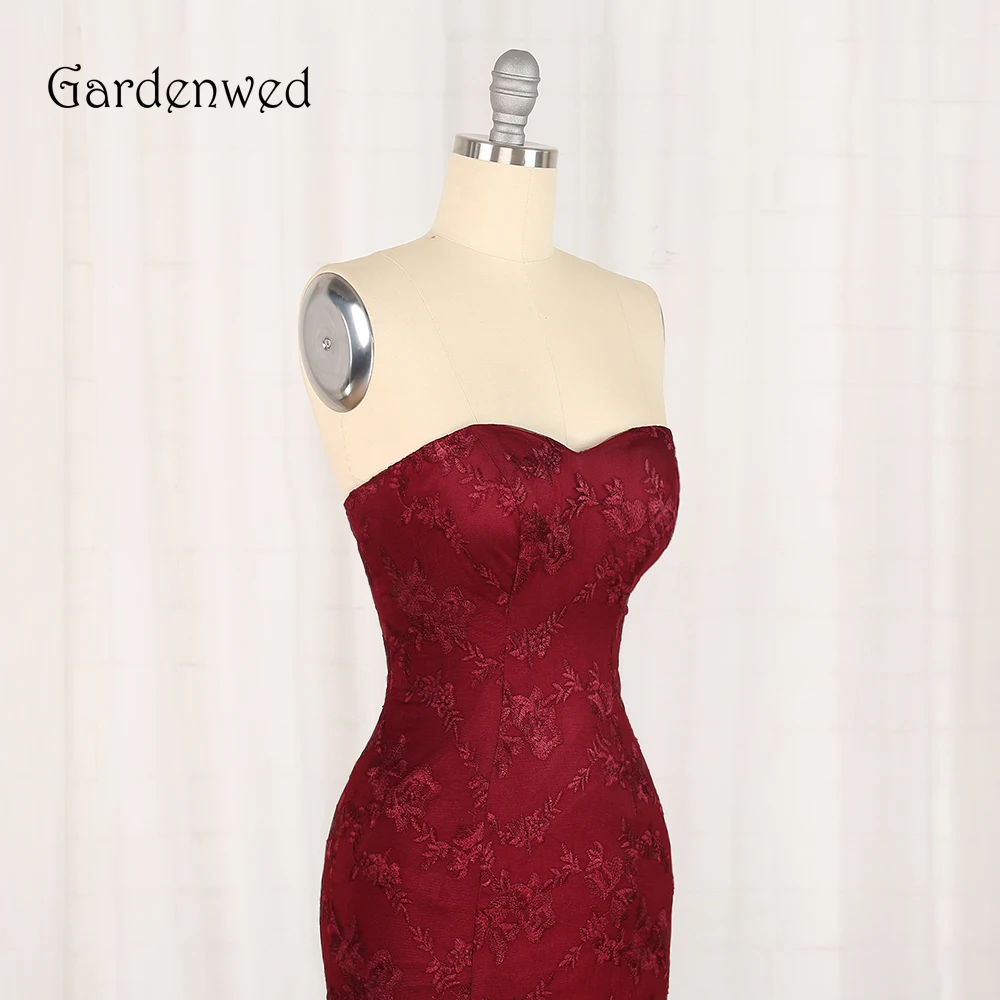 Gardenwed Burgundy Lace Evening Dress Elegant Sweetheart Backless Floor Length Lady Formal Dresses robe longue | Свадьбы и торжества