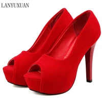 plus big size 34 45 new 2018 women pumps sexy high heels shoes woman party designer wedding shoes peep toe sandals t8745
