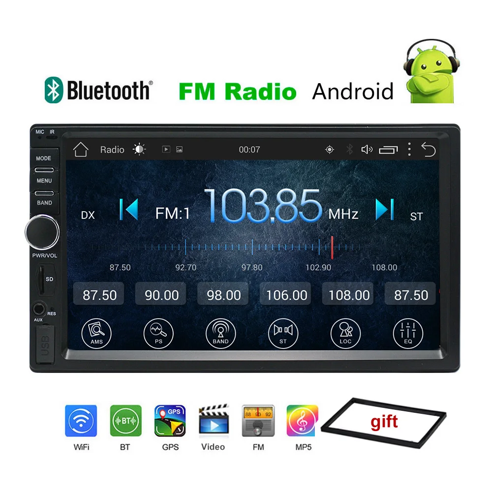 Авто Android 7 &quotАвторадио автомобиля с gps навигации двойной 2din 1024*600 Touch