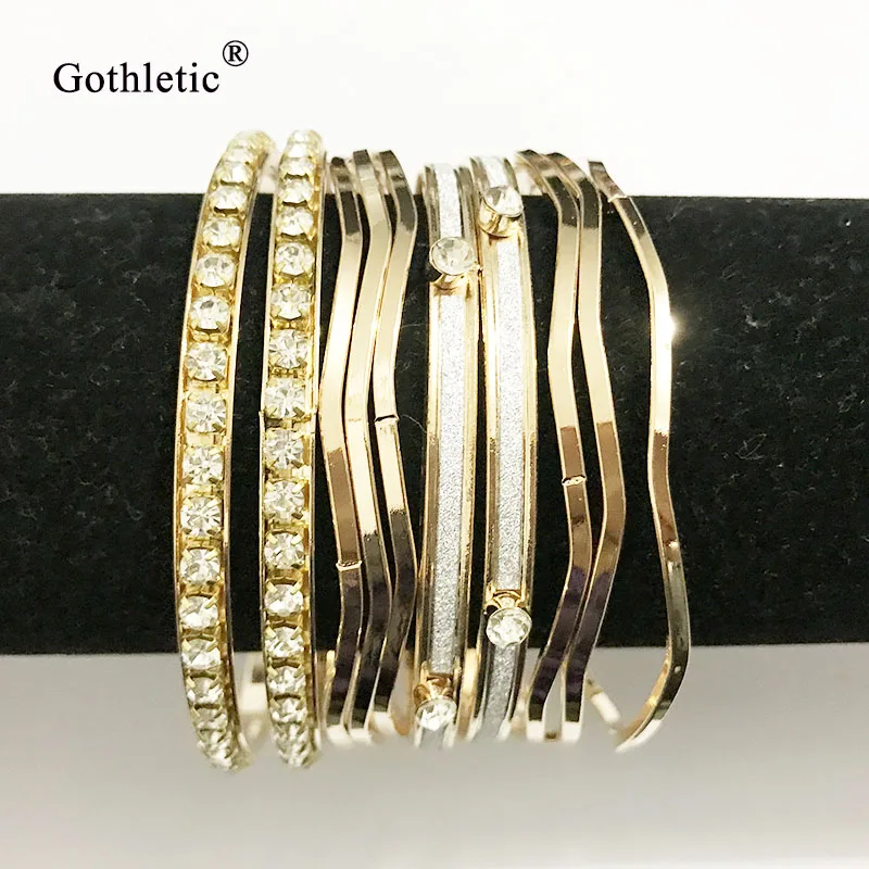 Gothletic 10 19 шт./компл. цветной многослойный браслет в индийском стиле золотого цвета