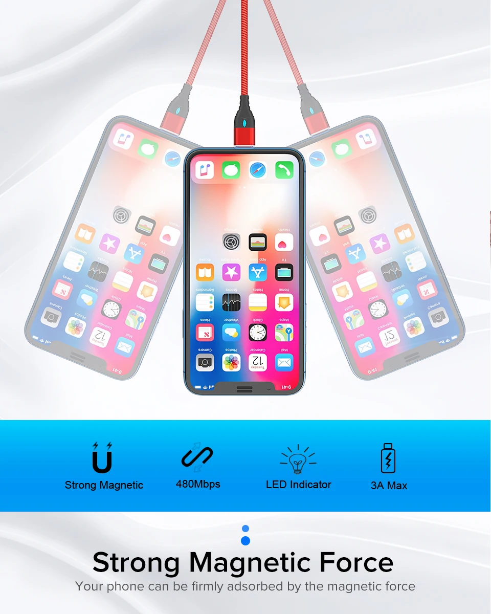 Магнитный кабель Venroii mi cro usb type C для samsung S8 S9 S10 Xiaomi mi 9 3A huawei P20 Быстрая зарядка type-C Магнитный зарядный шнур