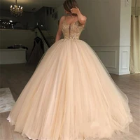 gold sequined prom dresses 2021 spaghetti straps ball gown beaded debutante masquerade vestidos de birthday sweet evening gowns