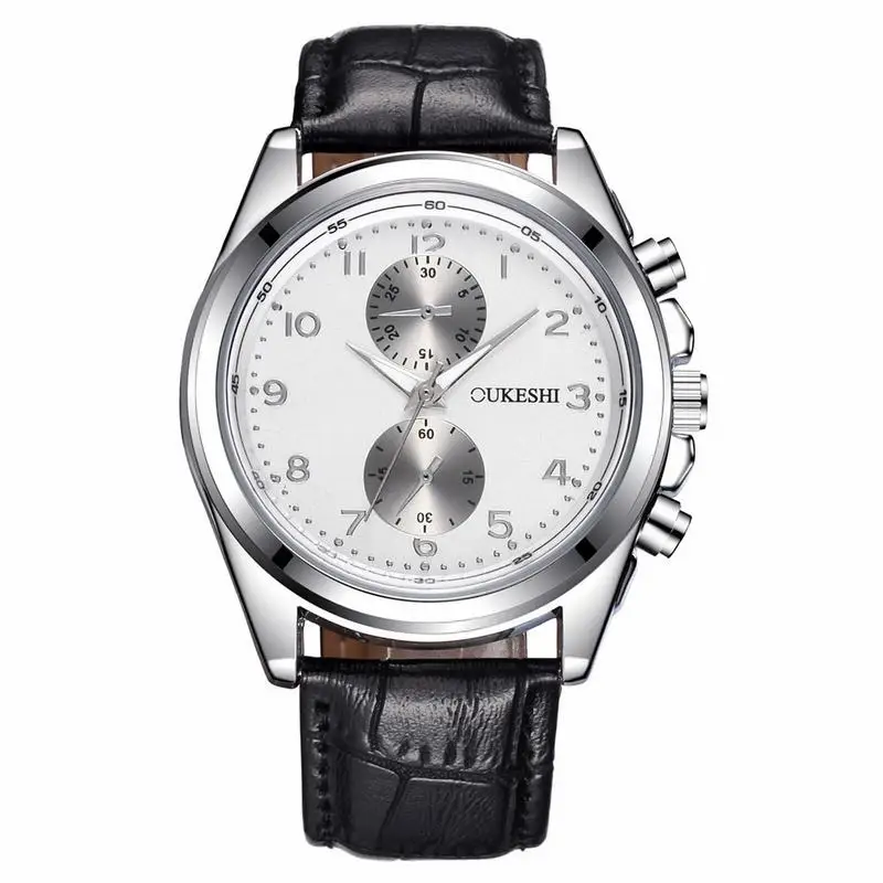 MdnenLuxury бренд MEGIR новые модные большие часы мужские черные Кожаный ремешок Дата