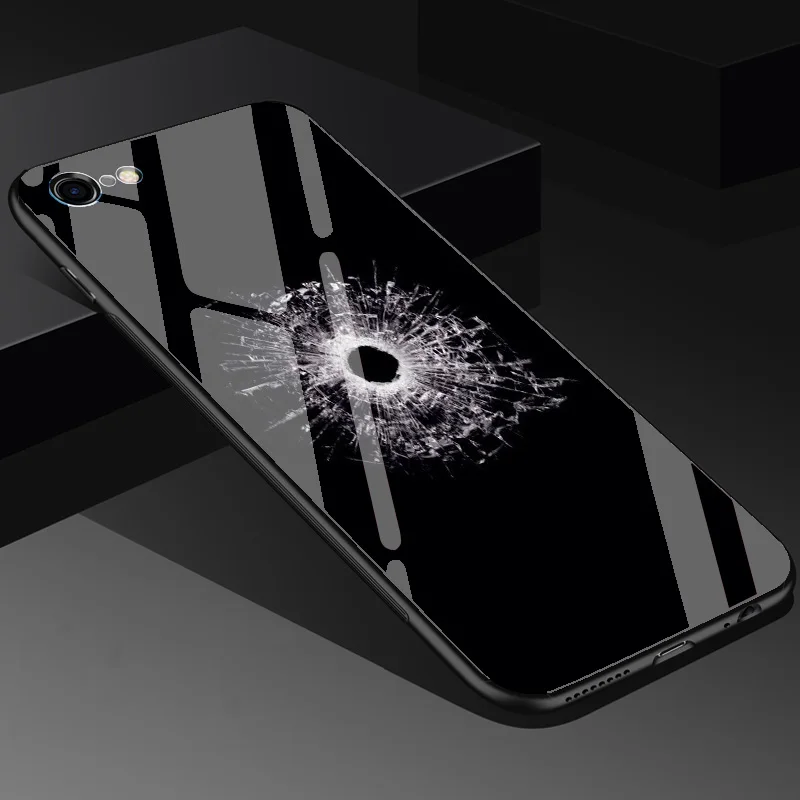 Премиум Корпус из закаленного стекла для iPhone 6 i6 6S + 7 i7 8 i8 Plus X ix тигра печати