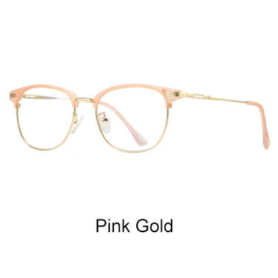 Pink Gold Ralferty, анти-синий светильник, очки для женщин и мужчин, половинная оправа, игровые очки, очки TR90, ультра светильник, квадратные оптические очки D5054 - Цвет оправы: Pink Gold