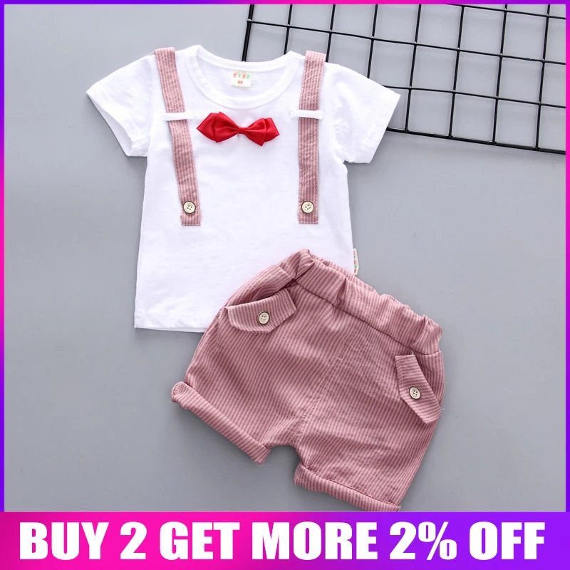 BibiCola toddler boys clothing set summer brand cotton children clothes sets gentleman t-shirt+casual shorts suit baby outfits |