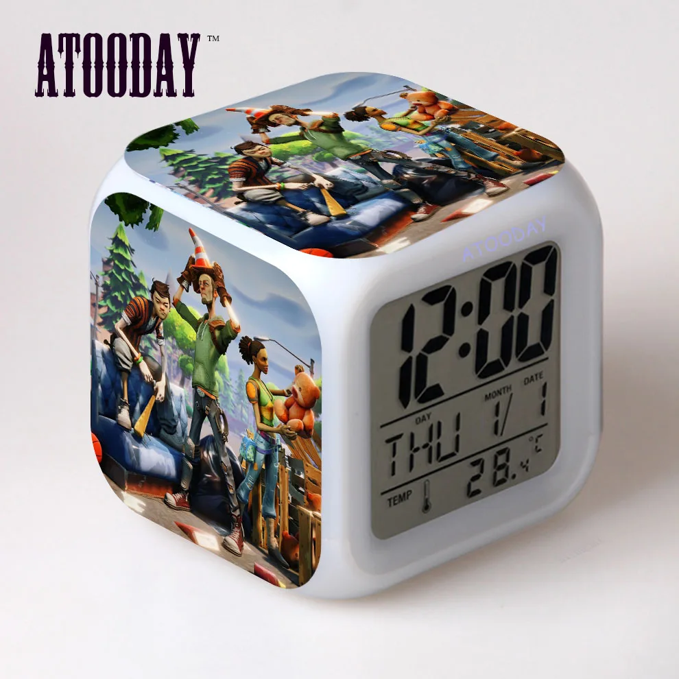 alarm clock Светодиодный светильник с будильником, 7 цветов, сменный конский стол, квадратный стол, винтажные цифровые часы - Цвет: alarm clock