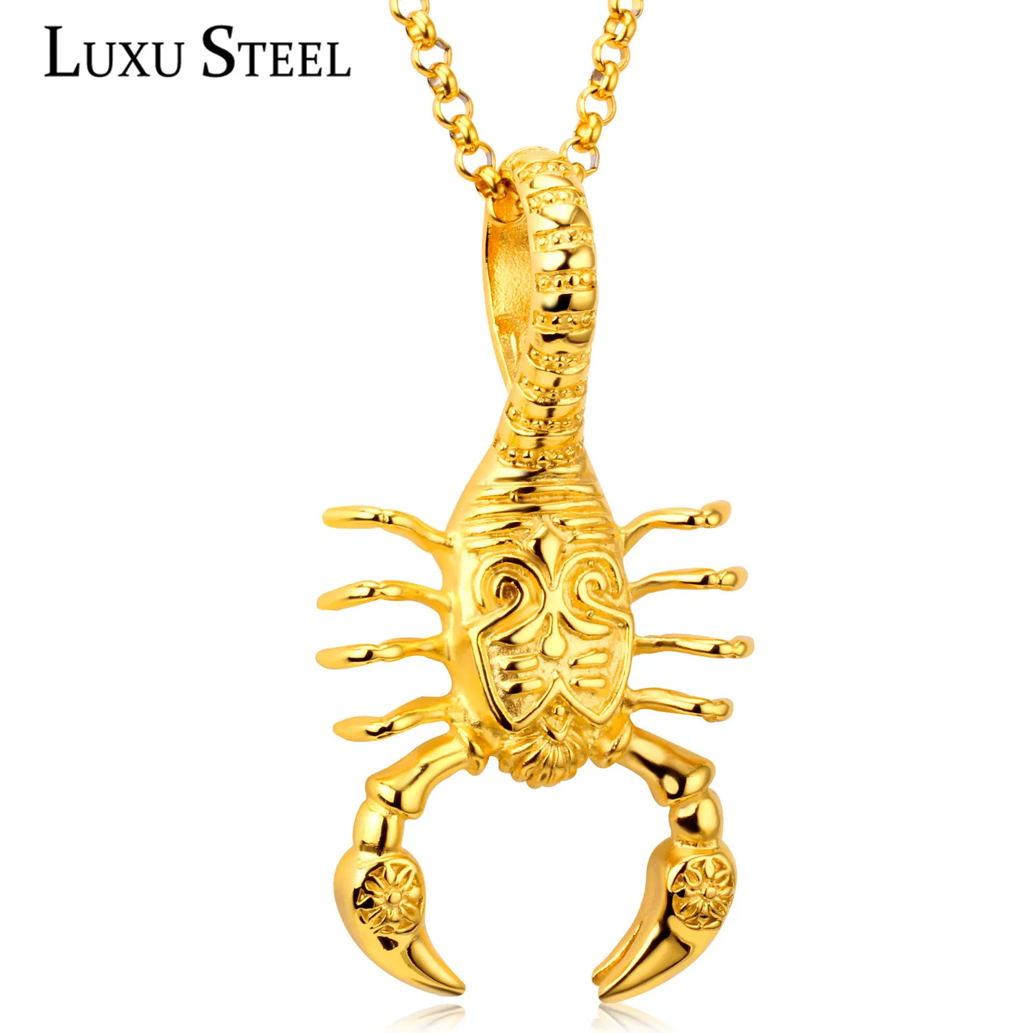 LUXUSTEEL модное мужское ожерелье с цепочкой золотого цвета подвески и ожерелья