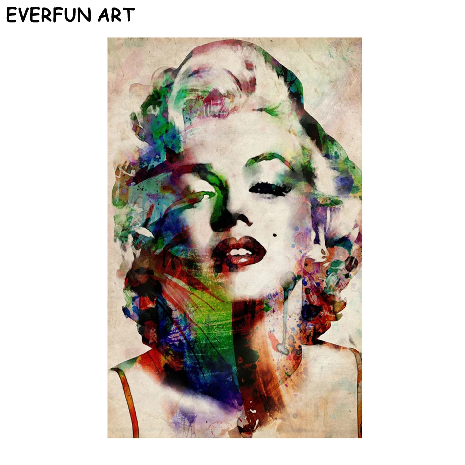 Everfun Книги по искусству некадрированным Мэрилин Монро картина маслом декора стен