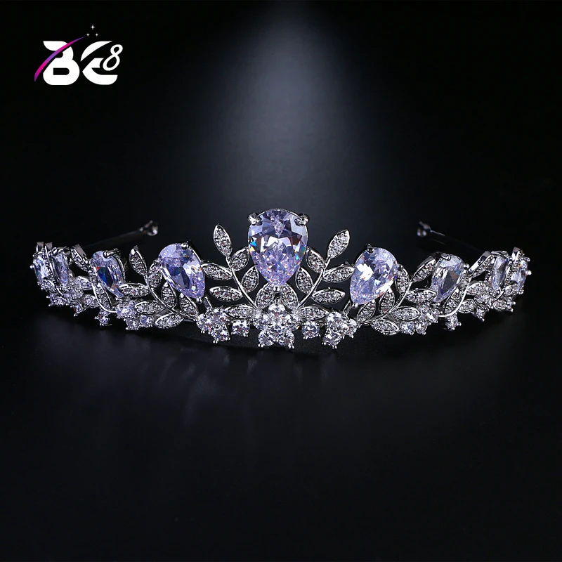 

Be 8 New Arrivals Cubic Zircon Wedding Tiara Leaf Shape Bridal Crown Women Princess Queen Tiaras Bride Diadema H102