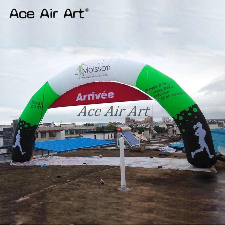 

Green and Black 8m W Inflatable Running Arch with Arrive and Depart Line Banner for Advertising and Race