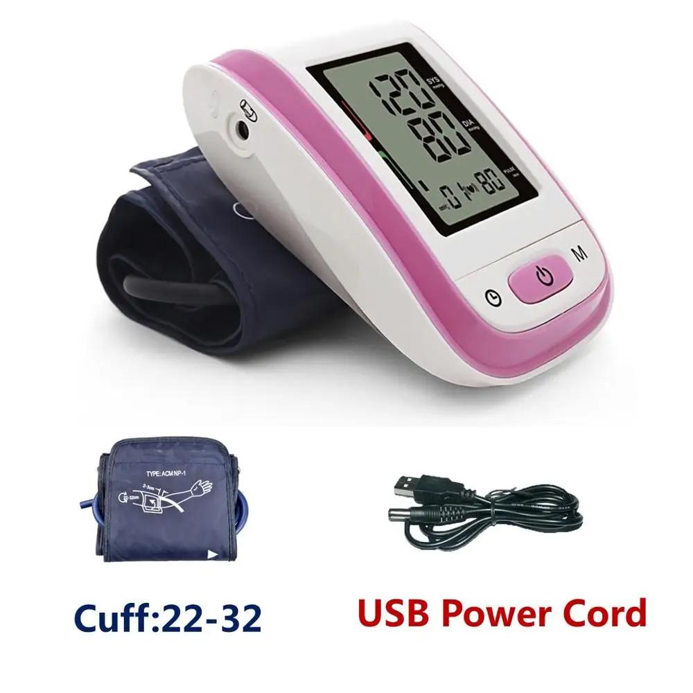 Pink Cuff22-32 USB Медицинское оборудование, тонометр, цифровой натяжитель верхней руки, прибор для измерения артериального давления, BP манжета 22-32/22-48 - Цвет: Pink Cuff22-32 USB