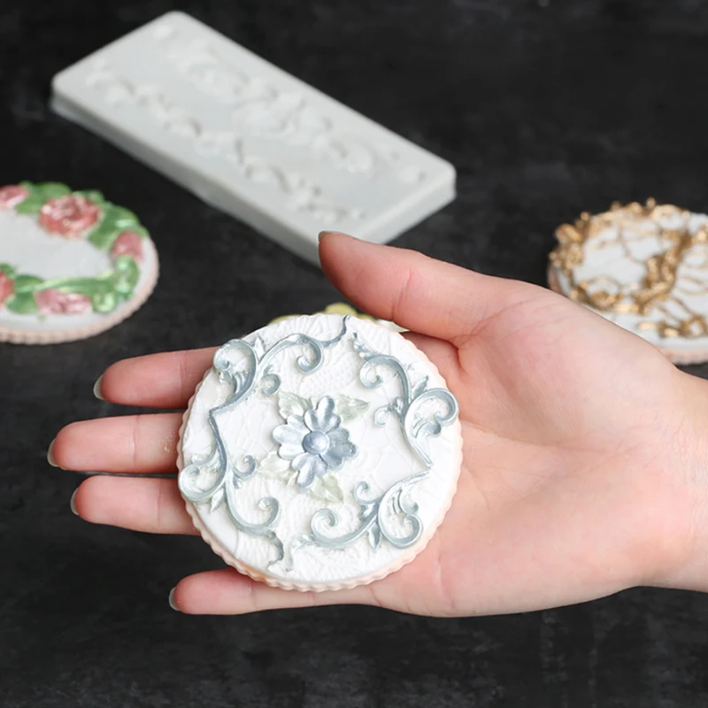 Рельефная форма с кружевным цветочным узором силиконовая инструмент для