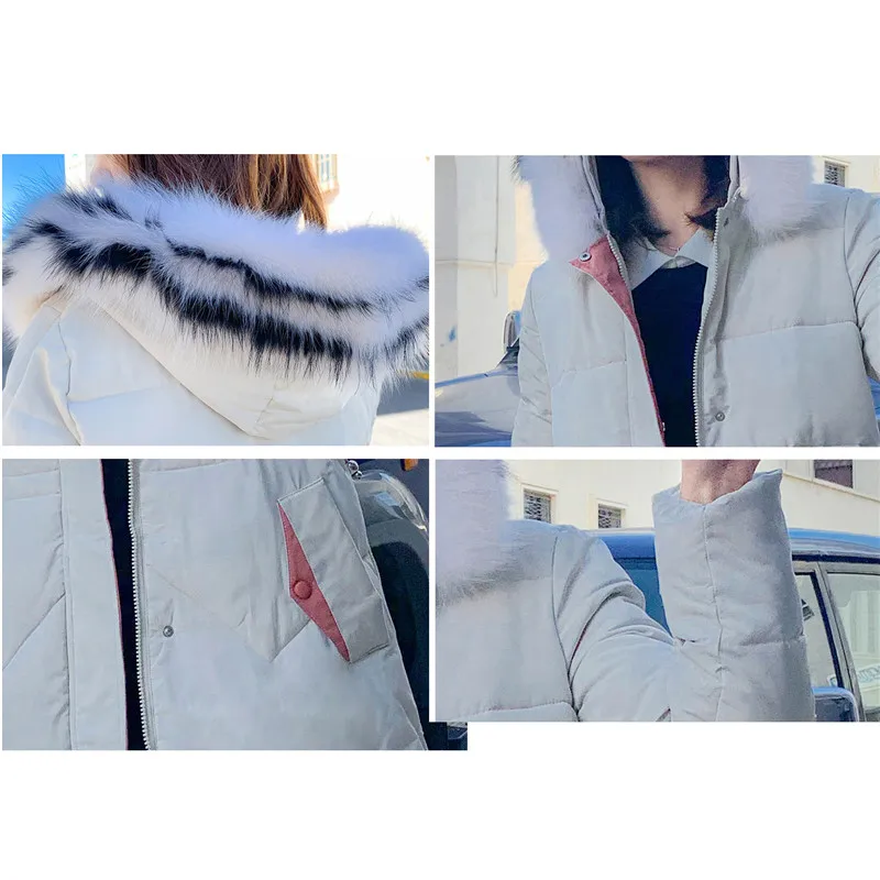 Women Winter Jackets Coats 2019 New Down cotton Hooded Parkas Feminina Warm Outwear Faux Fur Collar Plus Size 3XL Long | Женская одежда