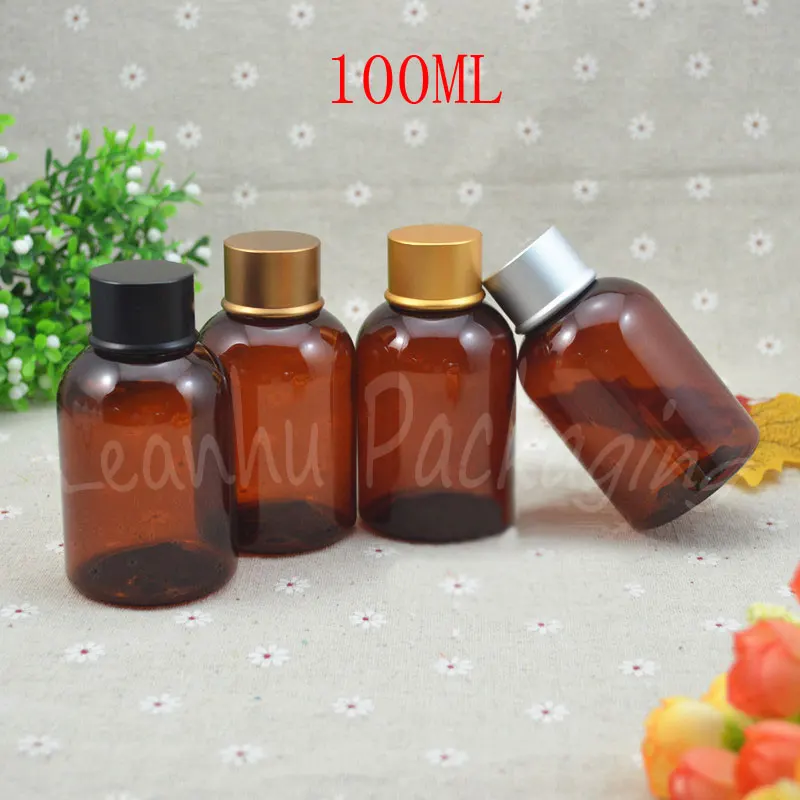 100ML Brown Plastic bottle With Screw Cap , 100cc Toner / Lotion Packaging Bottle , Empty Cosmetic Container ( 50 PC/Lot )