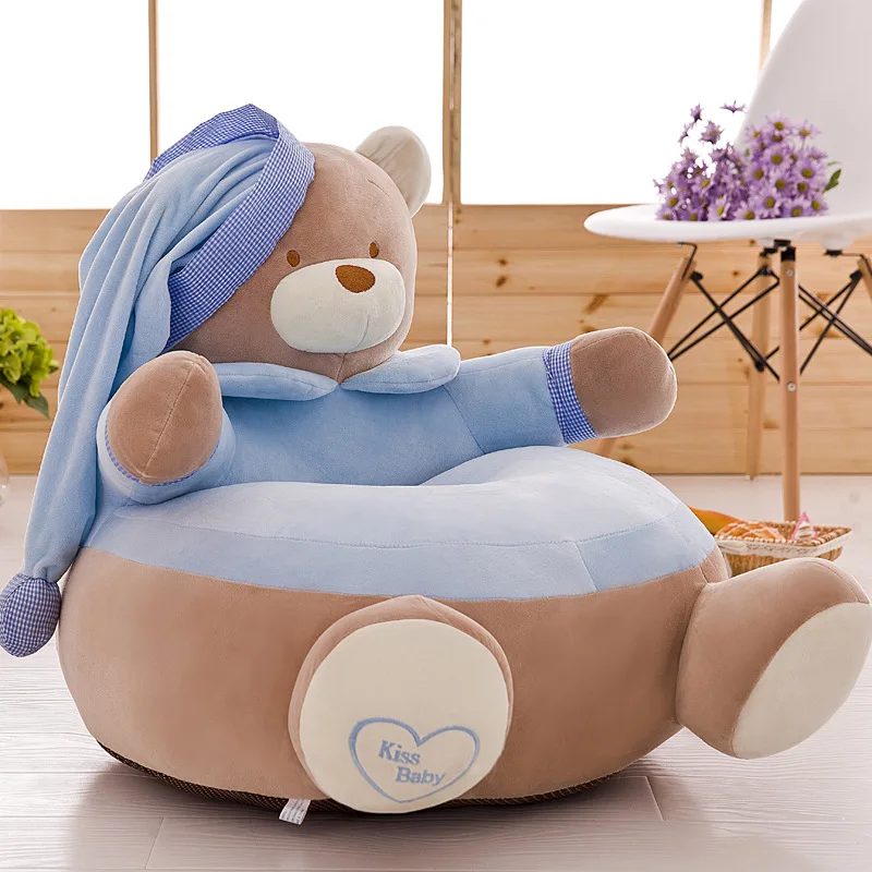 Только Обложка Нет Заполнение Детские Bean Bag мультфильм корона Медвежонок стул