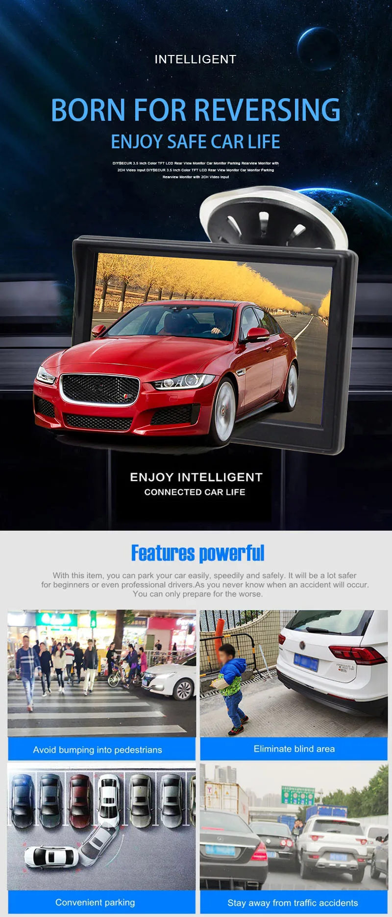 DIYKIT 5 дюймов Автомобильный монитор TFT ЖК-дисплей " HD цифровой 16:9 800*480 Экран 2 Way видео Вход для заднего вида Камера DVD/VCD/