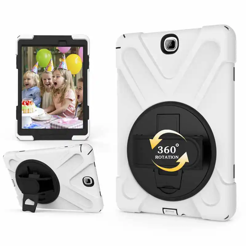 White Чехол-броня для samsung Galaxy Tab A 9,7 SM-T550 T555, ремешок на руку, вращающийся на 360 градусов, чехол-подставка, ТПУ чехол для samsung T550 T555, чехол - Цвет: White