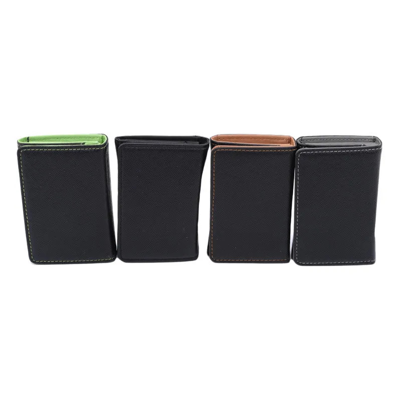 Модные тонкие черные простые бумажники из натуральной пу кожи мужские и женские