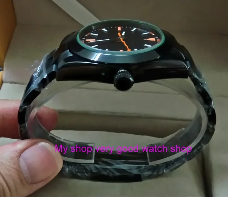 Сапфировое стекло 40 мм парниш черный циферблат Азиатский автоматический