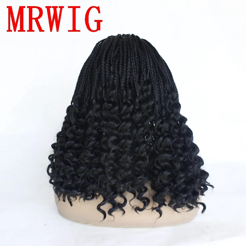 MRWIG черный/темно коричневый волос Цвет плетеный ящик косы синтетических Glueless