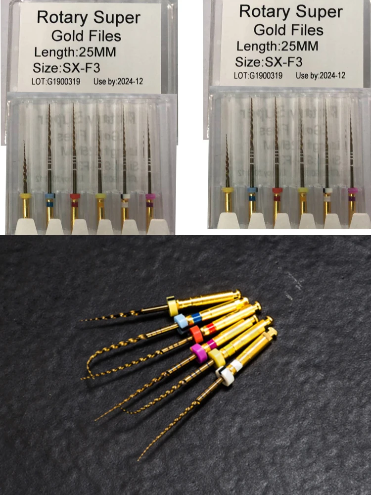 6 фото стоматологический, Эндодонтический Endo ProTaper Gold NITI файлы 25 мм Большой конусный Золотой Treament файл
