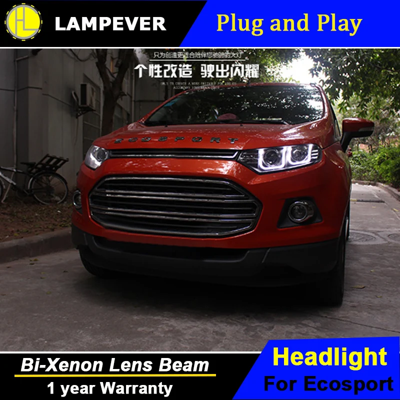 Lampever для фар Ecosport 2013 2015 светодиодный ные фары DRL линзы с двойным лучом H7 HID