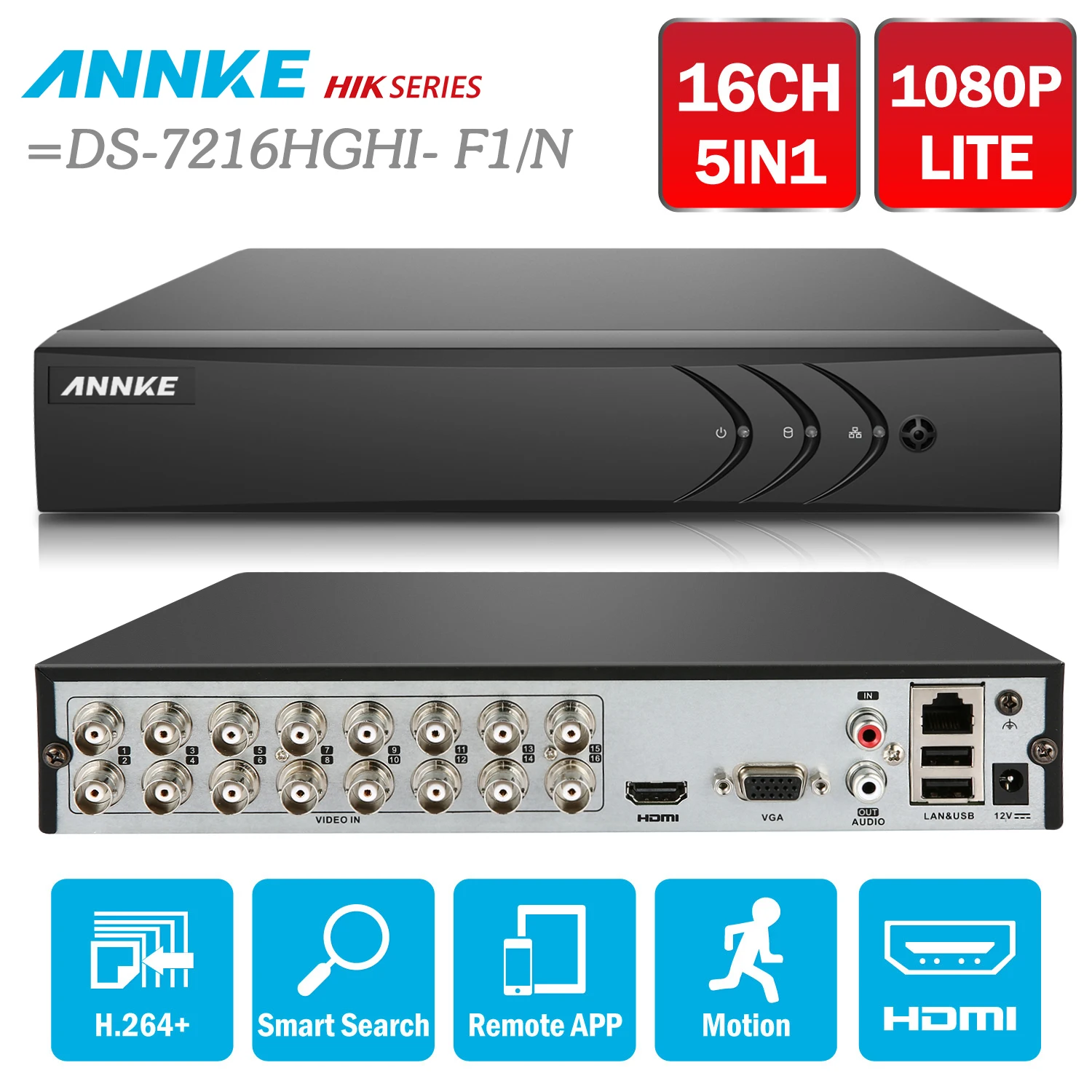 ANNKE 16CH 1080N 5in1 CVBS TVI CVI AHD работает от сети IP HD H.264 + DVR 2 ТБ для видеонаблюдения Камера
