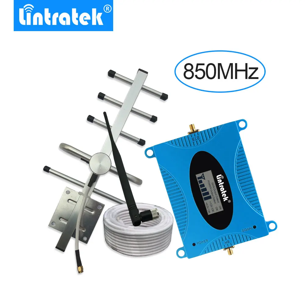 Ретранслятор сигнала Lintratek repetidor de sinal celular 3G UMTS 850 МГц B5 усилитель антенна Яги +
